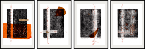 Love Memory I-IV (tetraptych) — Baron & Grafton Limited Edition musuem quality Abstract Mixed Media Print — Abstract Mixed Media Print. Entitled: Love Memory I-IV (tetraptych) by Maite Baron. Image description: Artwork