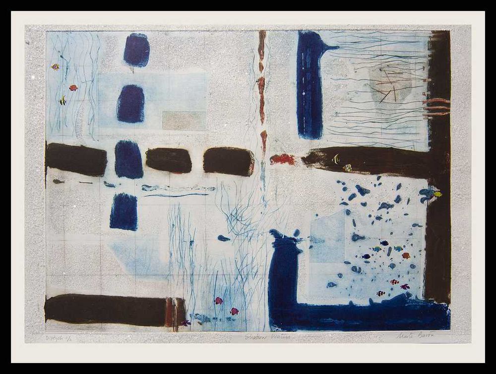 Contemporary Art Abstract Etching. Entitled: Shallow Waters II by Maite Baron. Image description: product example