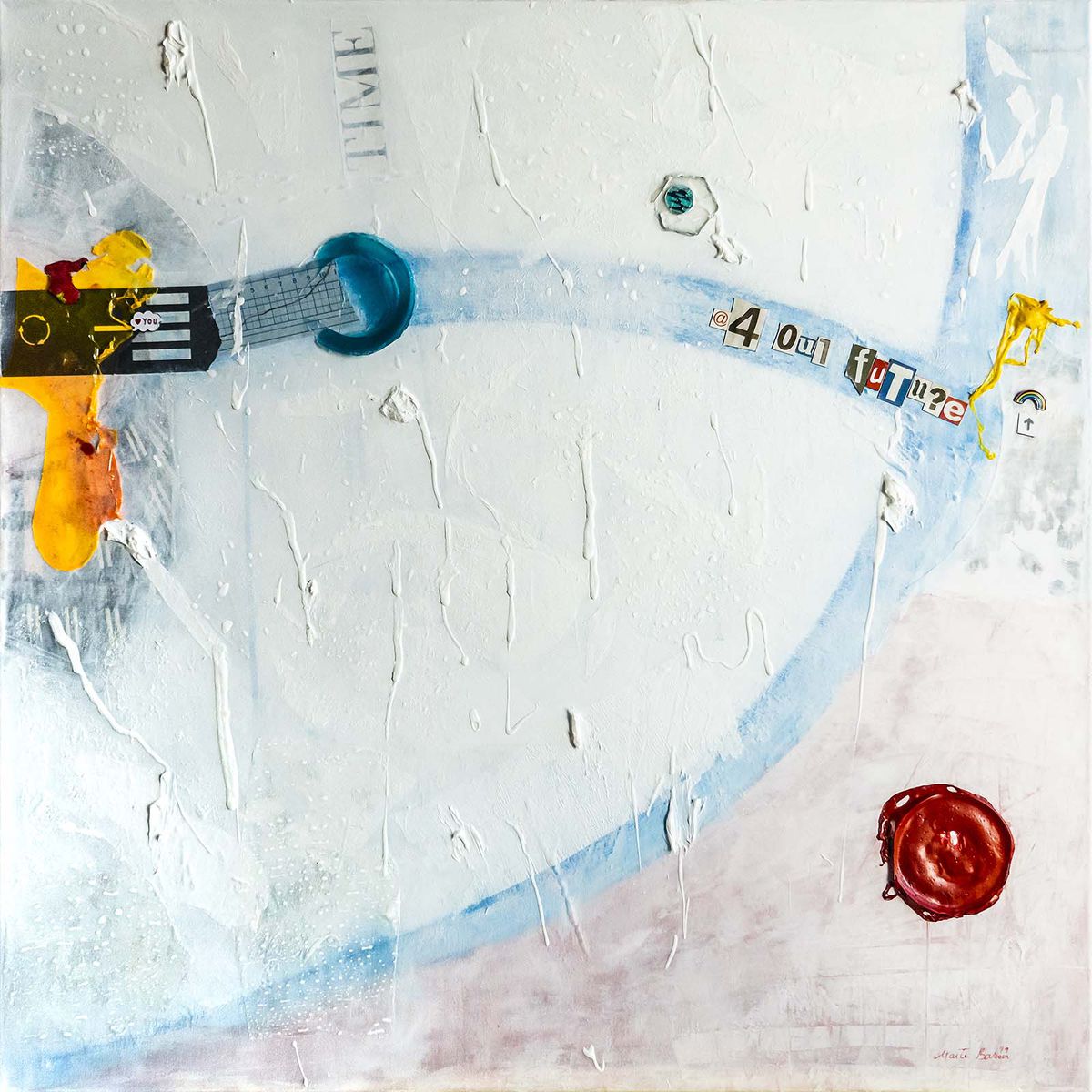 Original Canvas Art Abstract Mixed Media Painting. Entitled: For Our Future by Maite Baron. Image description: Artwork