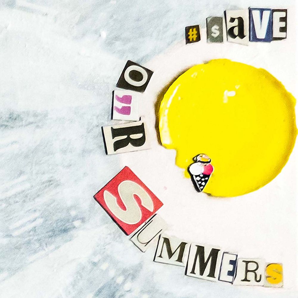 Original Canvas Art Abstract Mixed Media Painting. Entitled: Save Our Summers by Maite Baron. Image description: product example