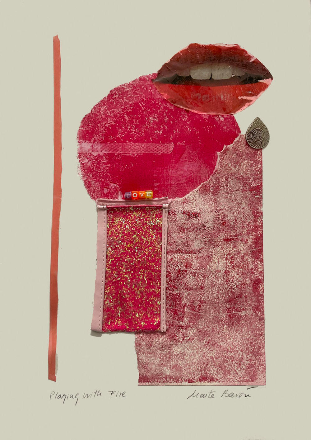 Contemporary Art Abstract Mixed Media Painting. Entitled: Playing With Fire by Maite Baron. Image description: product example