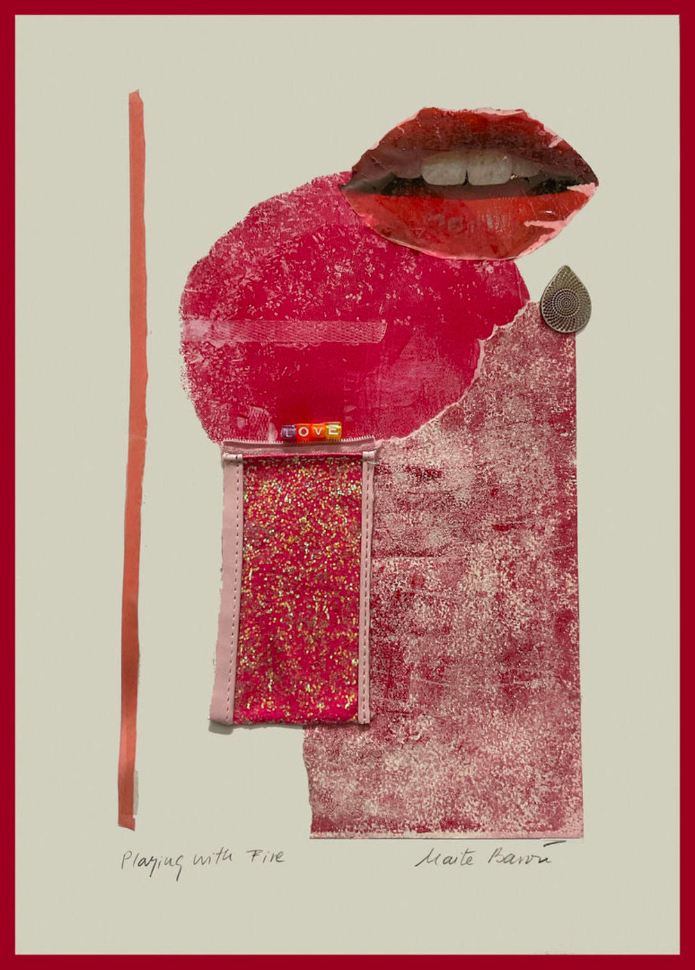 Contemporary Art Abstract Mixed Media Painting. Entitled: Playing With Fire by Maite Baron. Image description: product example