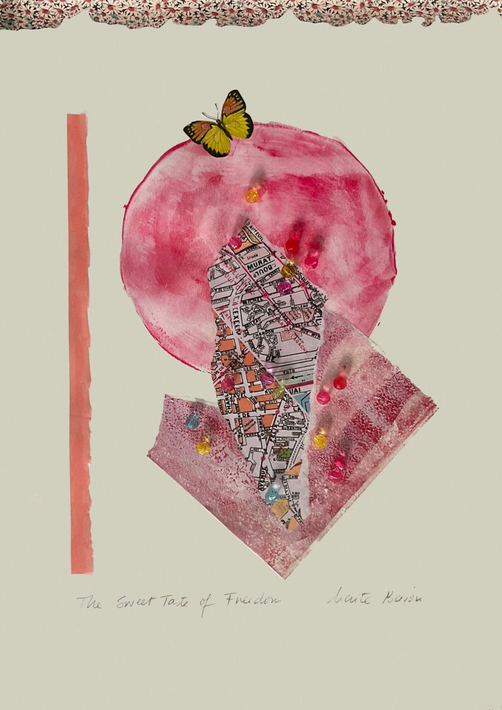 Contemporary Art Abstract Mixed Media Painting. Entitled: The Sweat Taste of Freedom by Maite Baron. Image description: product example