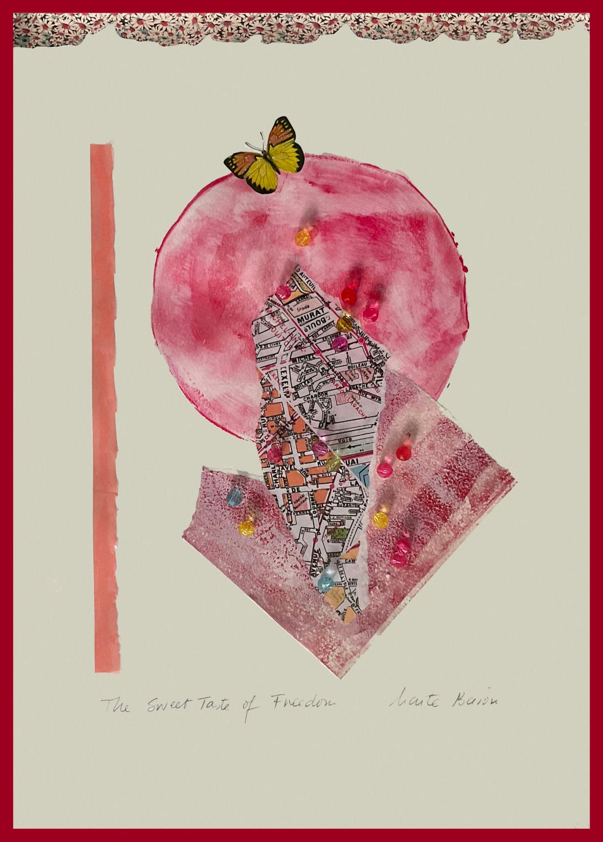 Contemporary Art Abstract Mixed Media Painting. Entitled: The Sweat Taste of Freedom by Maite Baron. Image description: Artwork