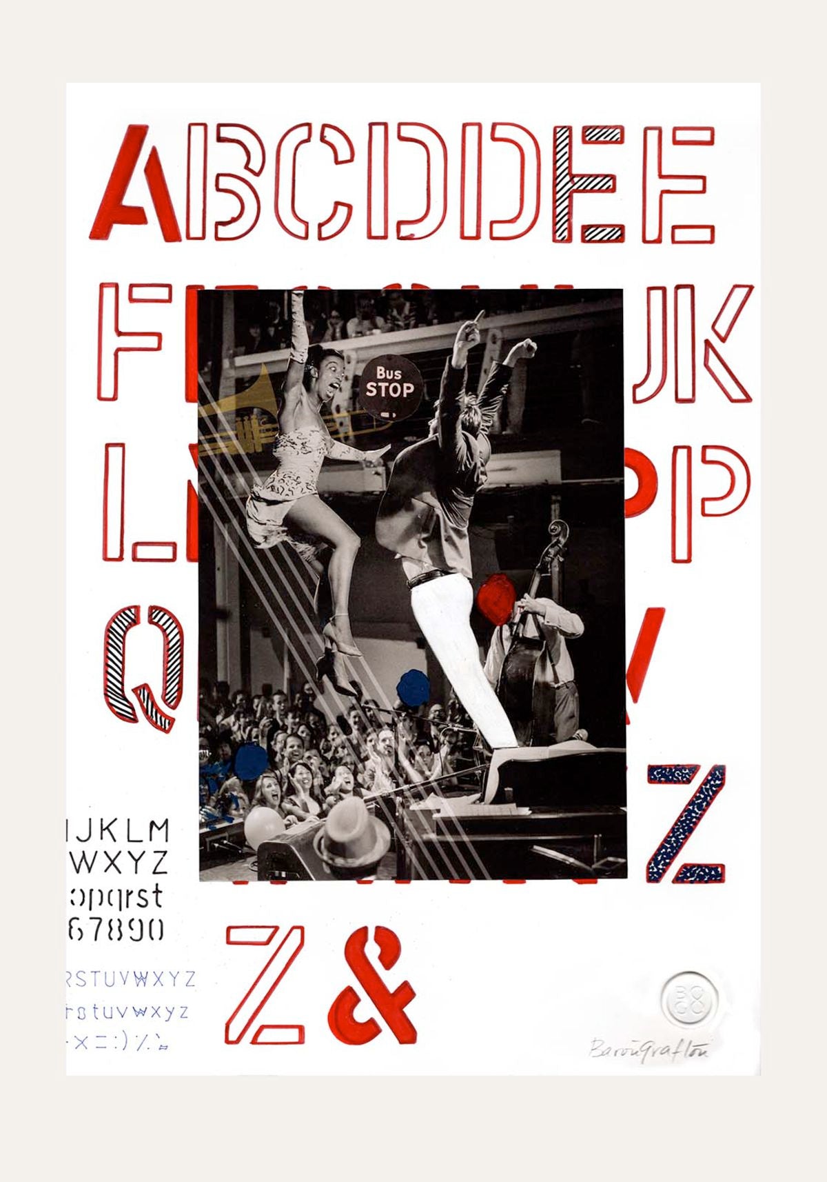 Contemporary Art Collage. Entitled: Bus Stop by Baron Grafton. Image description: product example