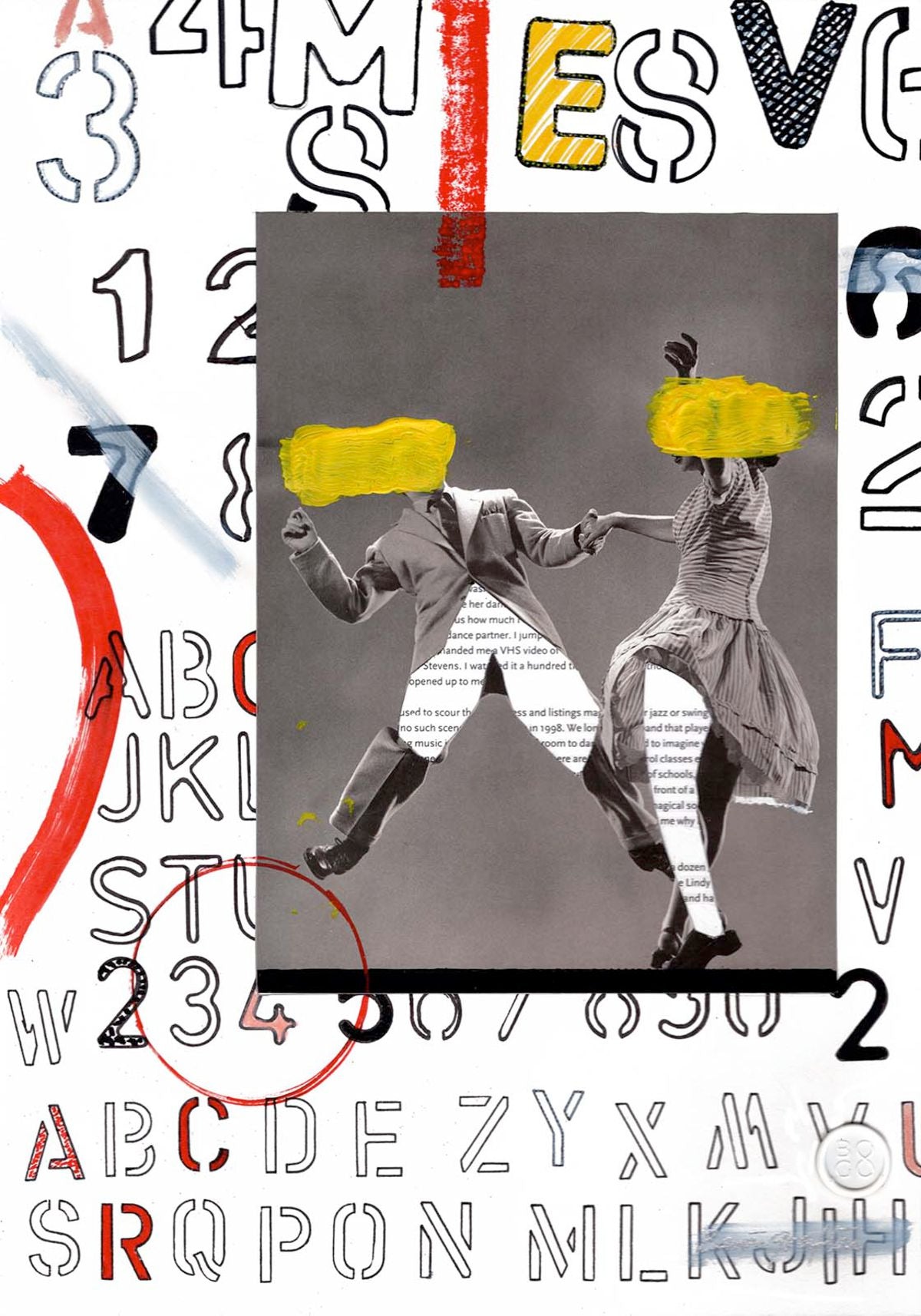 Contemporary Art Collage. Entitled: Swing Out by Baron Grafton. Image description: Artwork