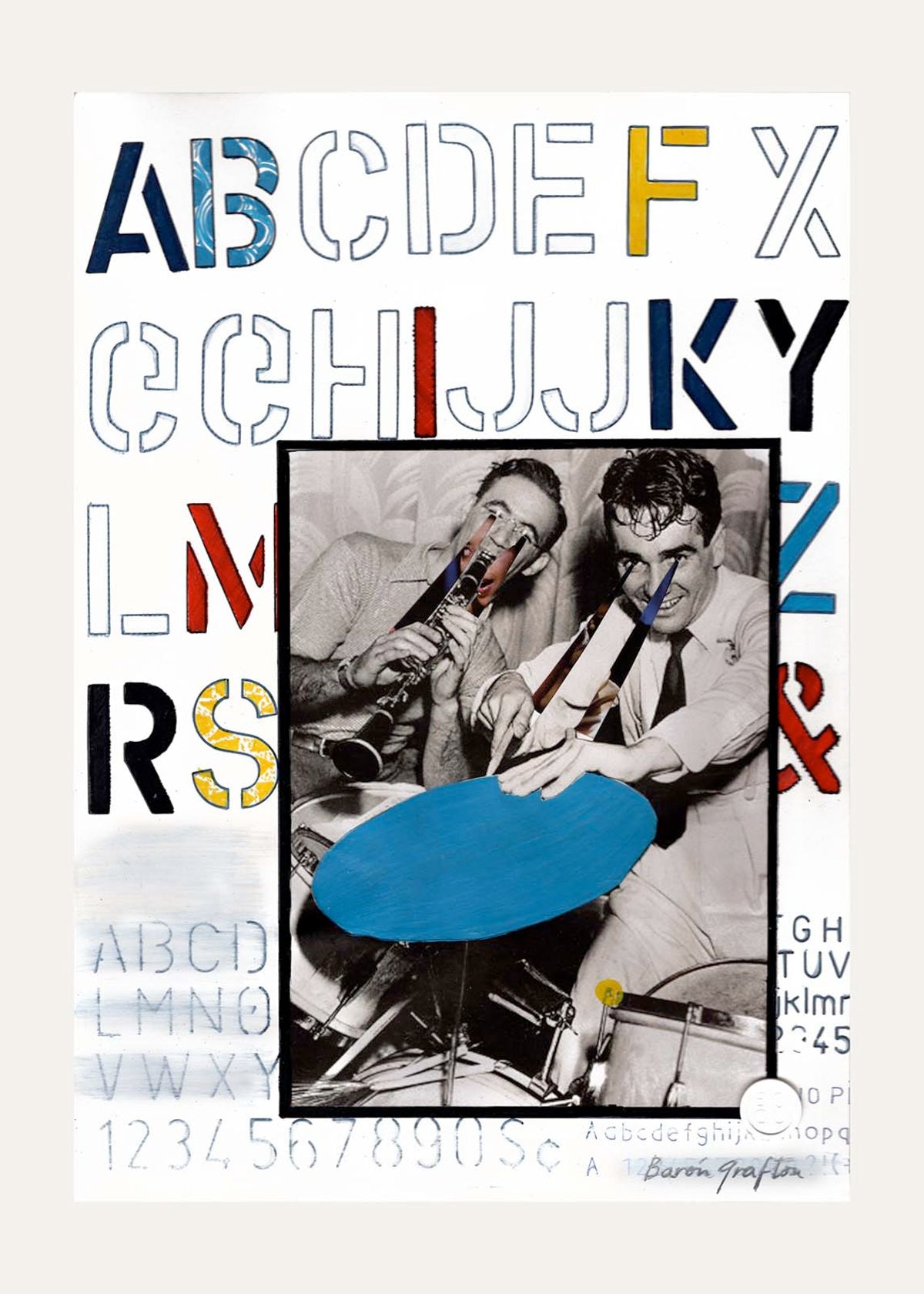 Contemporary Art Collage. Entitled: Big Band by Baron Grafton. Image description: product example