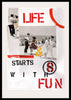 Contemporary Art Collage. Entitled: Life Starts With Fun by Maite Baron. Image description: product example