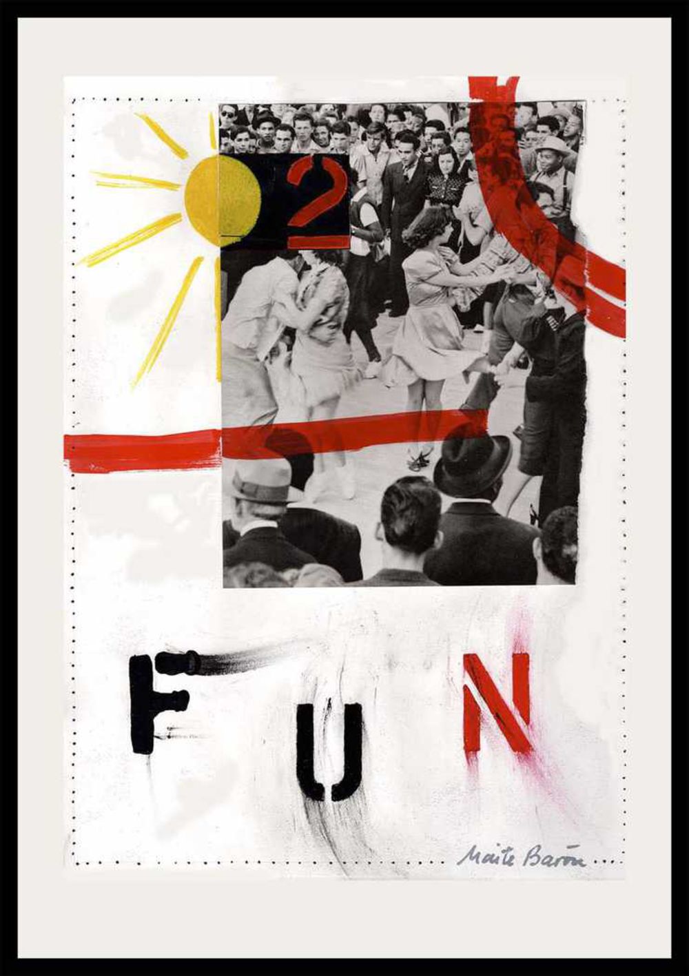 Contemporary Art Collage. Entitled: Fun For Two by Maite Baron. Image description: product example