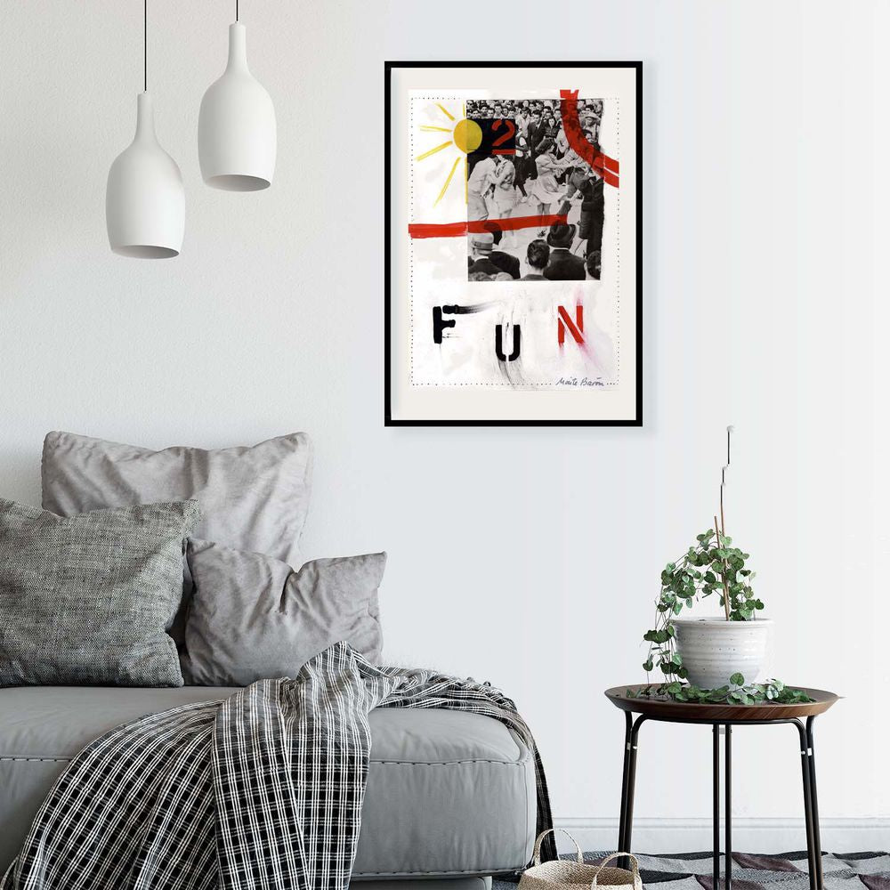 Contemporary Art Collage. Entitled: Fun For Two by Maite Baron. Image description: interior design product room mockup
