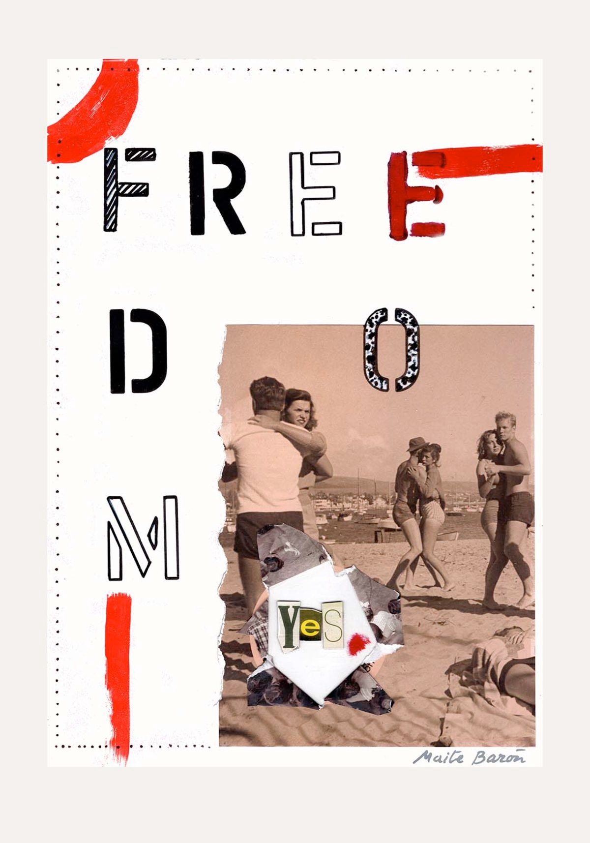 Contemporary Art Collage. Entitled: Freedom by Maite Baron. Image description: product example
