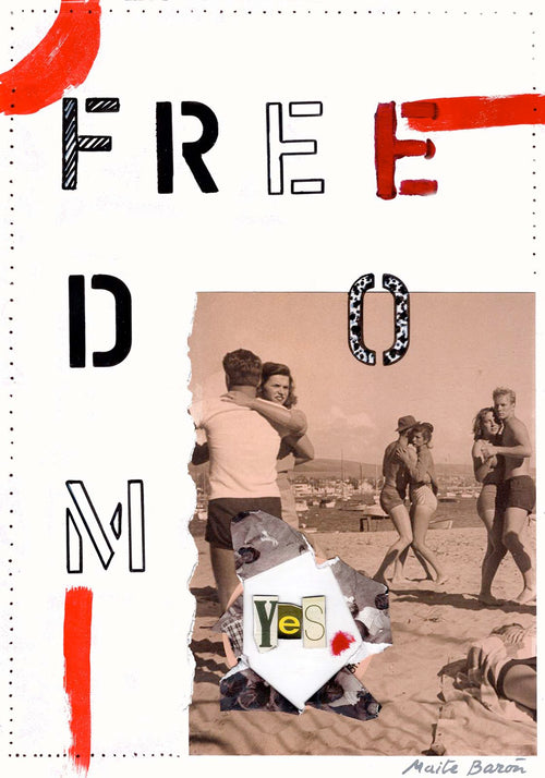 Freedom — Baron & Grafton Limited Edition musuem quality Contemporary Art Collage — Contemporary Art Collage. Entitled: Freedom by Maite Baron. Image description: Artwork 