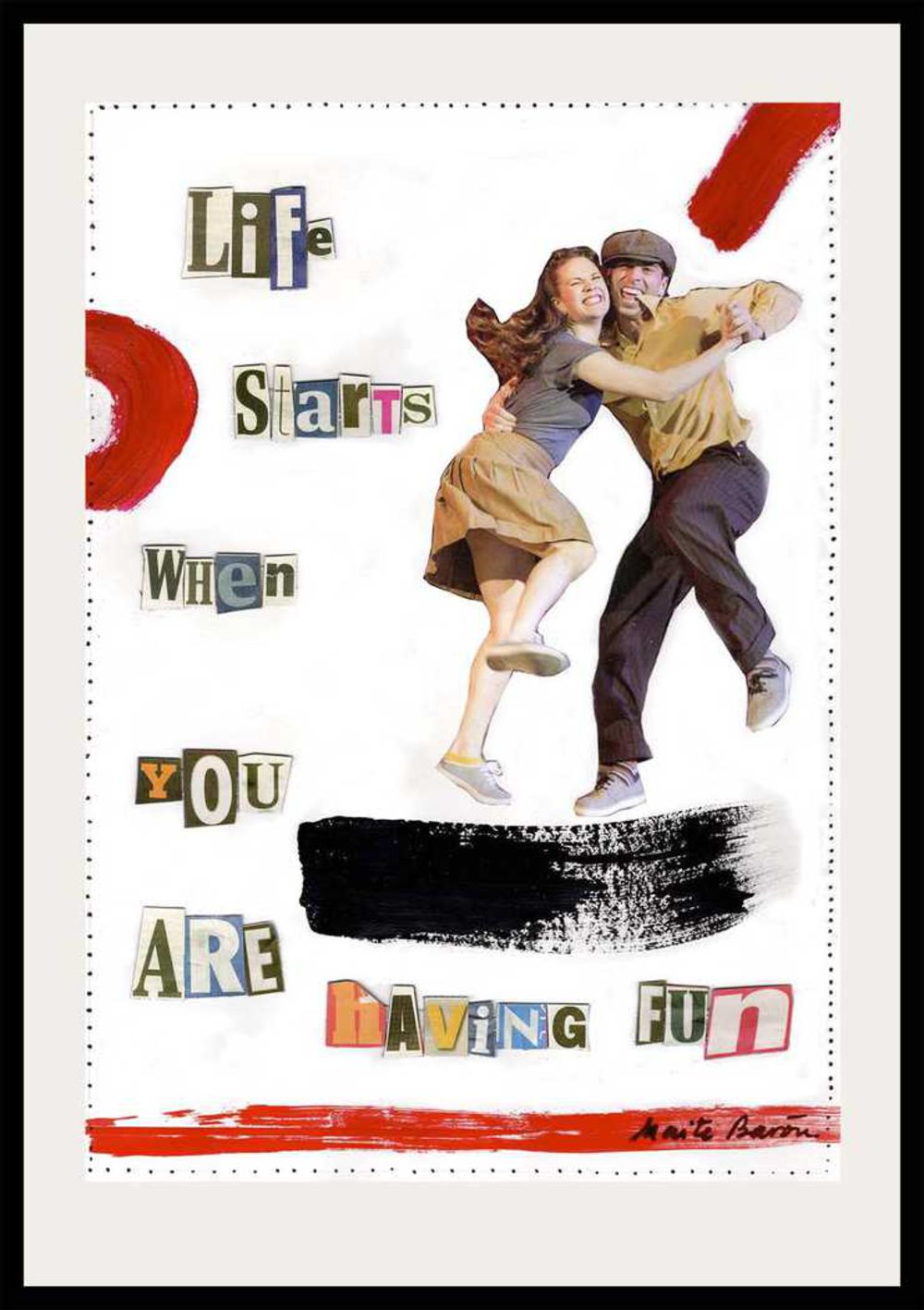 Contemporary Art Collage. Entitled: Life Starts Now by Maite Baron. Image description: product example