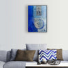 Contemporary Art Original Abstract Painting. Entitled: Blue Moon I by Maite Baron. Image description: interior design product room mockup