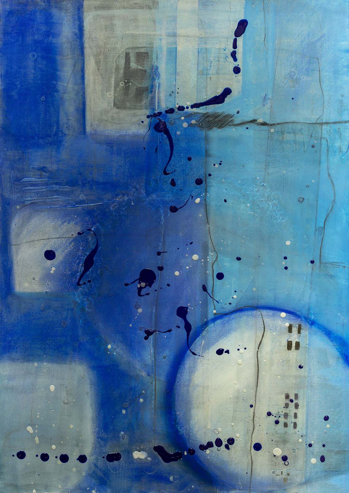 Contemporary Art Original Abstract Painting. Entitled: Blue Moon IV by Maite Baron. Image description: Artwork