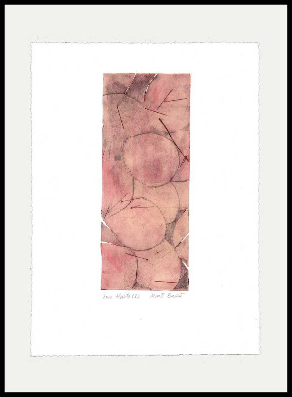 Abstract Mixed Media Print. Entitled: Love Hurts I-IV (tetraptych) by Maite Baron. Image description: product example