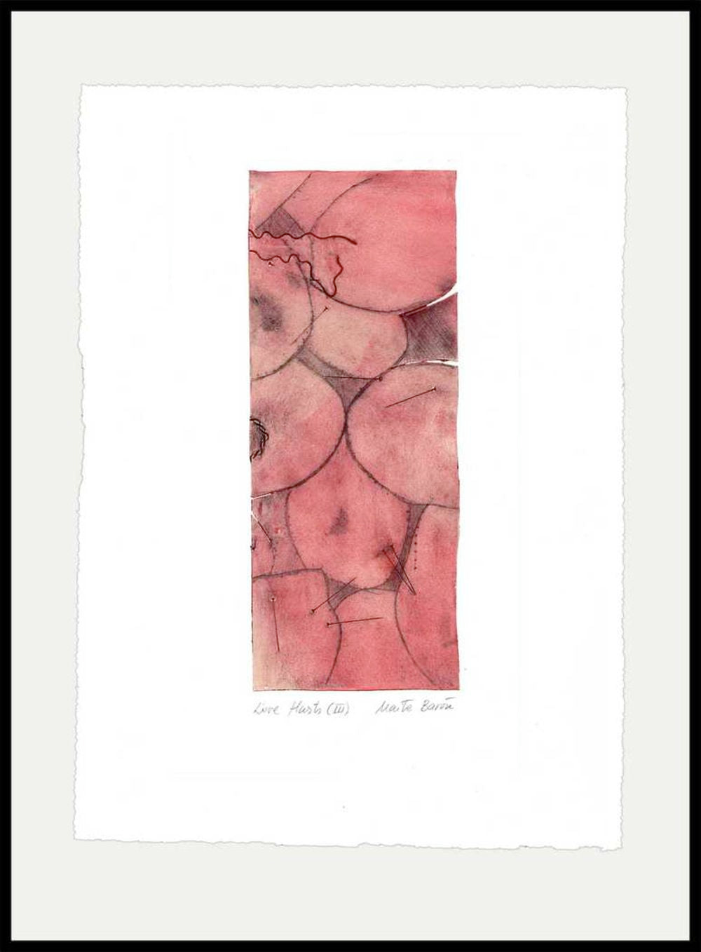 Abstract Mixed Media Print. Entitled: Love Hurts I-IV (tetraptych) by Maite Baron. Image description: product example