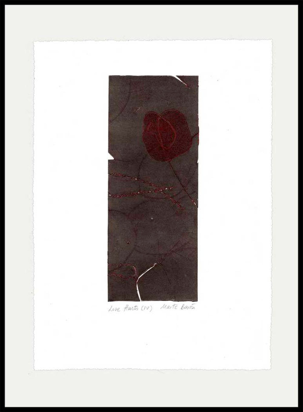 Abstract Mixed Media Print. Entitled: Love Hurts I-IV (tetraptych) by Maite Baron. Image description: product example