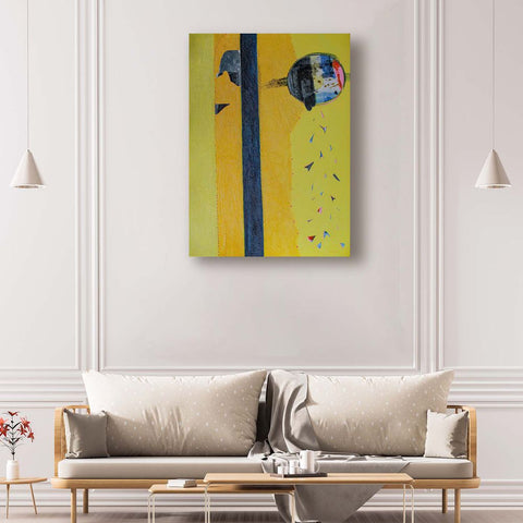 Original Canvas Art Abstract Mixed Media Painting. Entitled: Follow Your Dreams by Maite Baron. Image description: interior design product room mockup