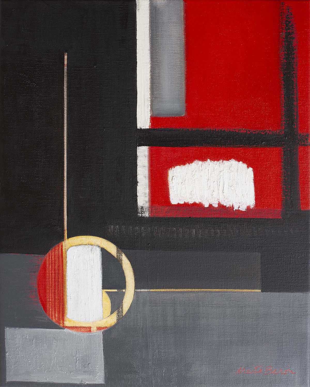 Original Canvas Art Abstract Mixed Media Painting. Entitled: From My Window I by Maite Baron. Image description: Artwork