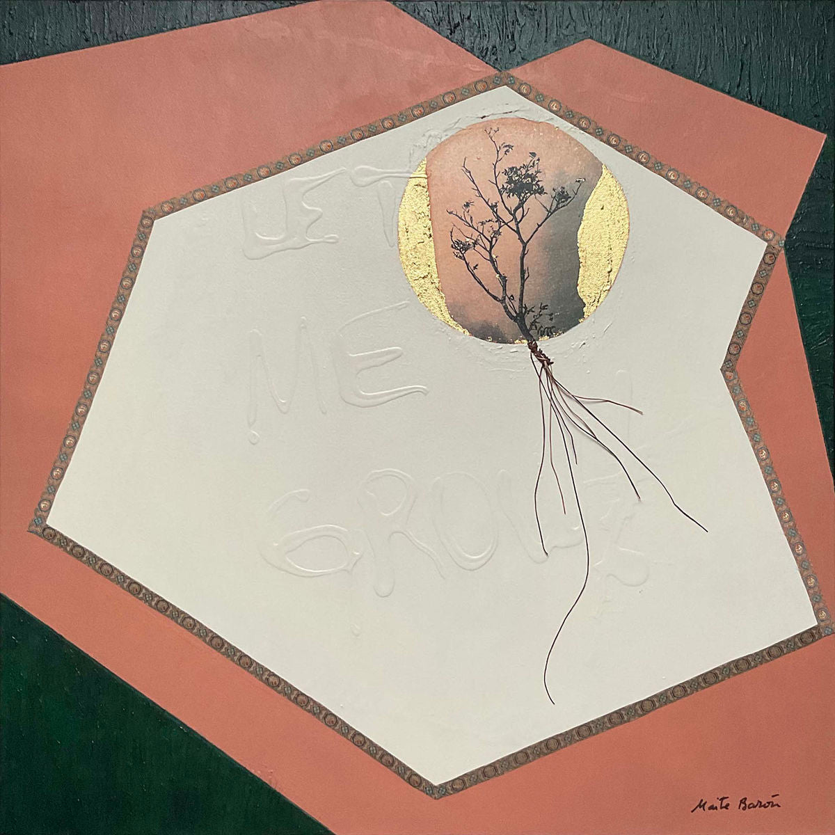 Original Canvas Art Abstract Mixed Media Painting. Entitled: Let Me Grow by Maite Baron. Image description: Artwork