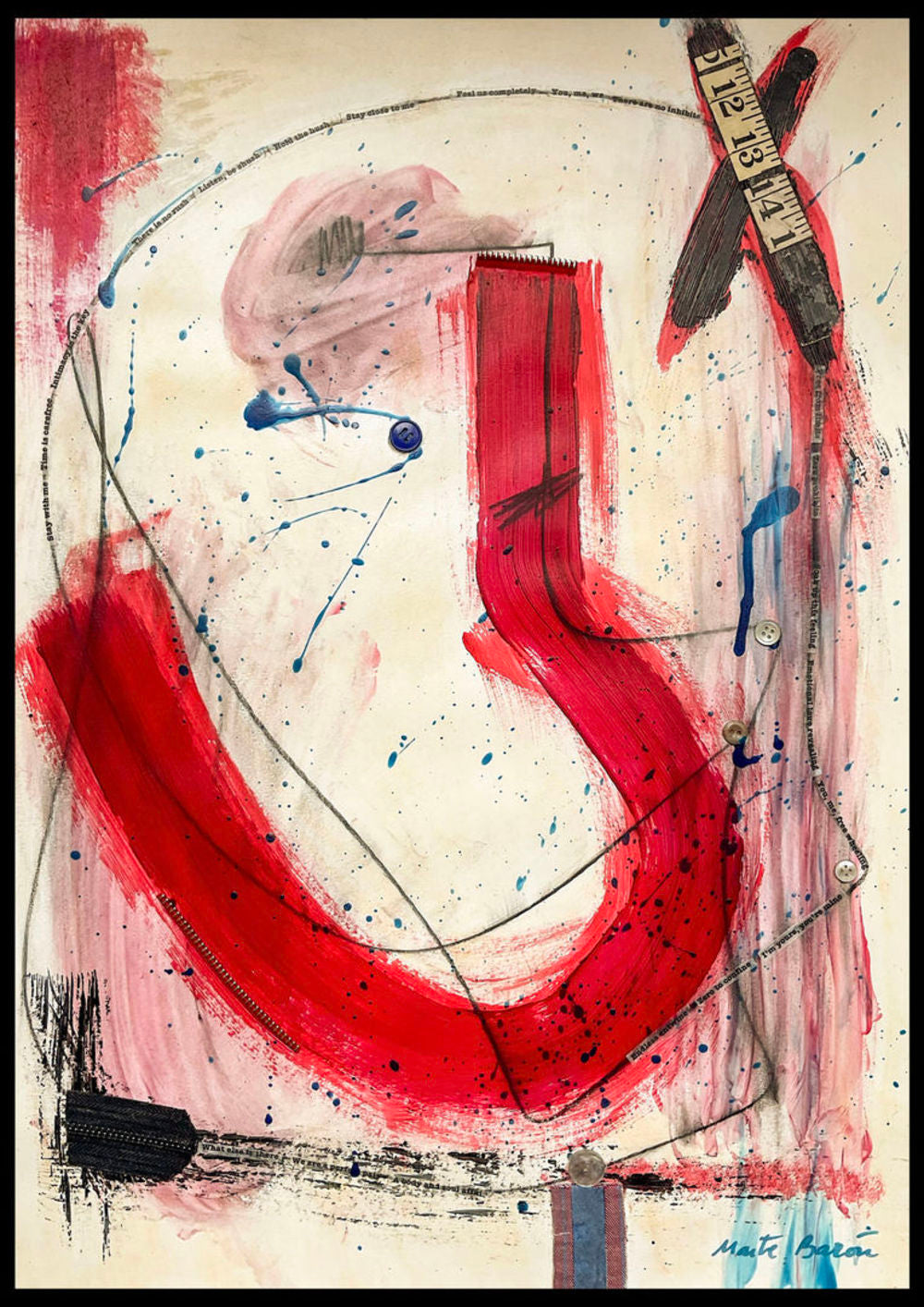 Original Abstract Painting on Paper. Entitled: Intimacy is the Key by Maite Baron. Image description: product example