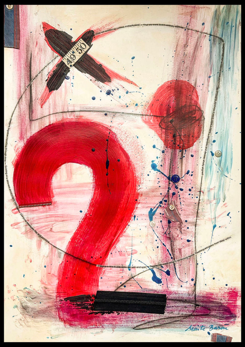 Original Abstract Painting on Paper. Entitled: Touching Emotions From Deep Within by Maite Baron. Image description: product example