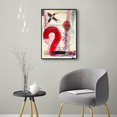 Original Abstract Painting on Paper. Entitled: Touching Emotions From Deep Within by Maite Baron. Image description: interior design product room mockup