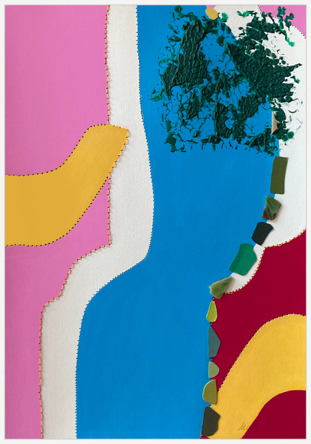 Contemporary Art Abstract Mixed Media Painting. Entitled: Strolling by the River by Maite Baron. Image description: product example