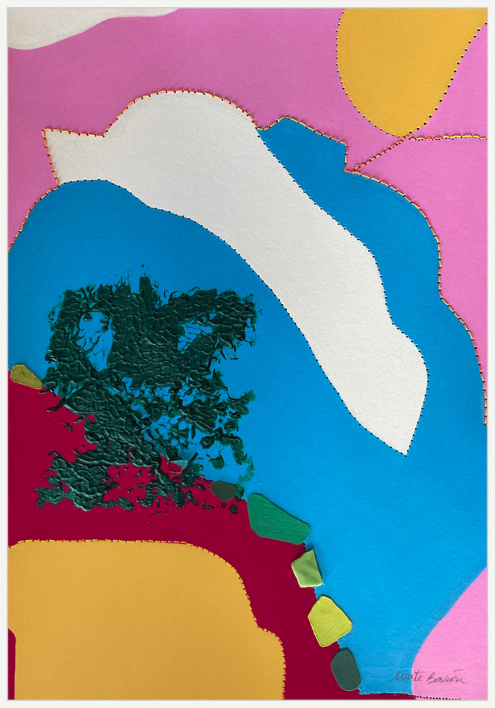 Contemporary Art Abstract Mixed Media Painting. Entitled: Lets Meet by the Sea by Maite Baron. Image description: product example