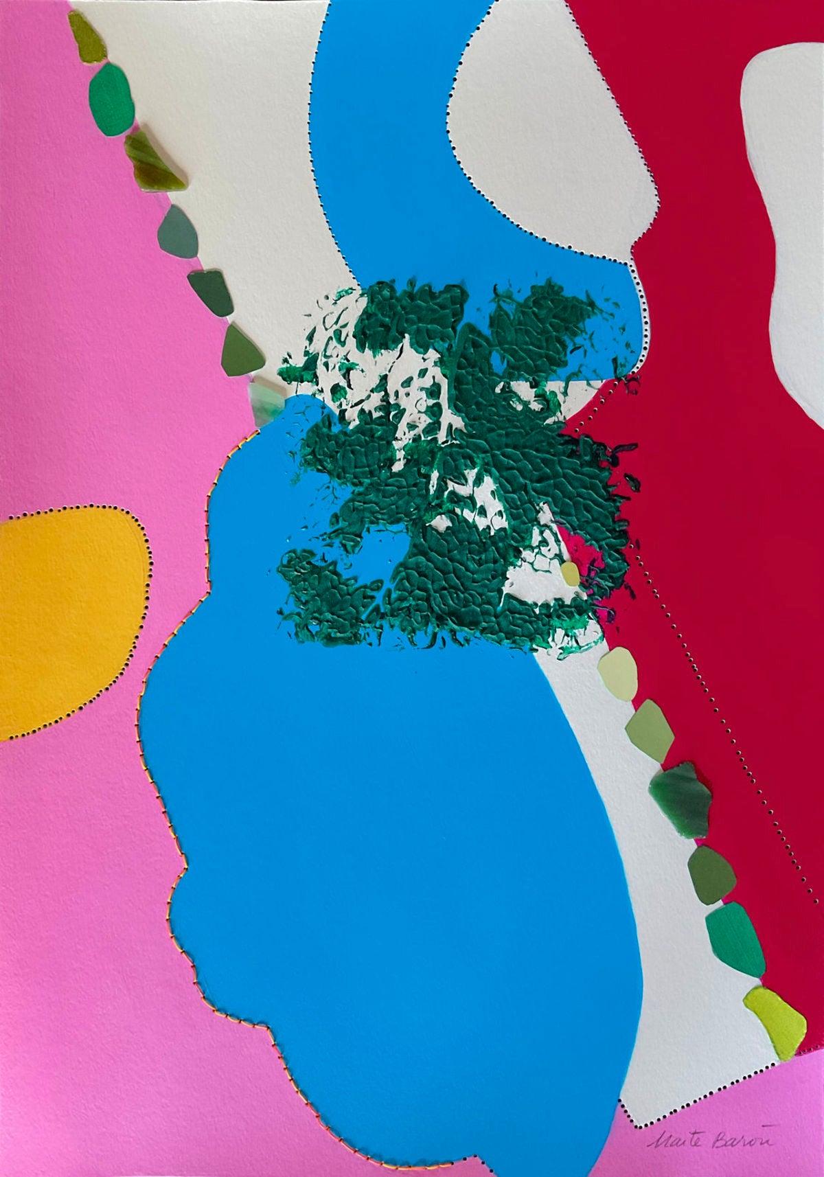 Contemporary Art Abstract Mixed Media Painting. Entitled: Glorious Gin Clear Sky by Maite Baron. Image description: Artwork