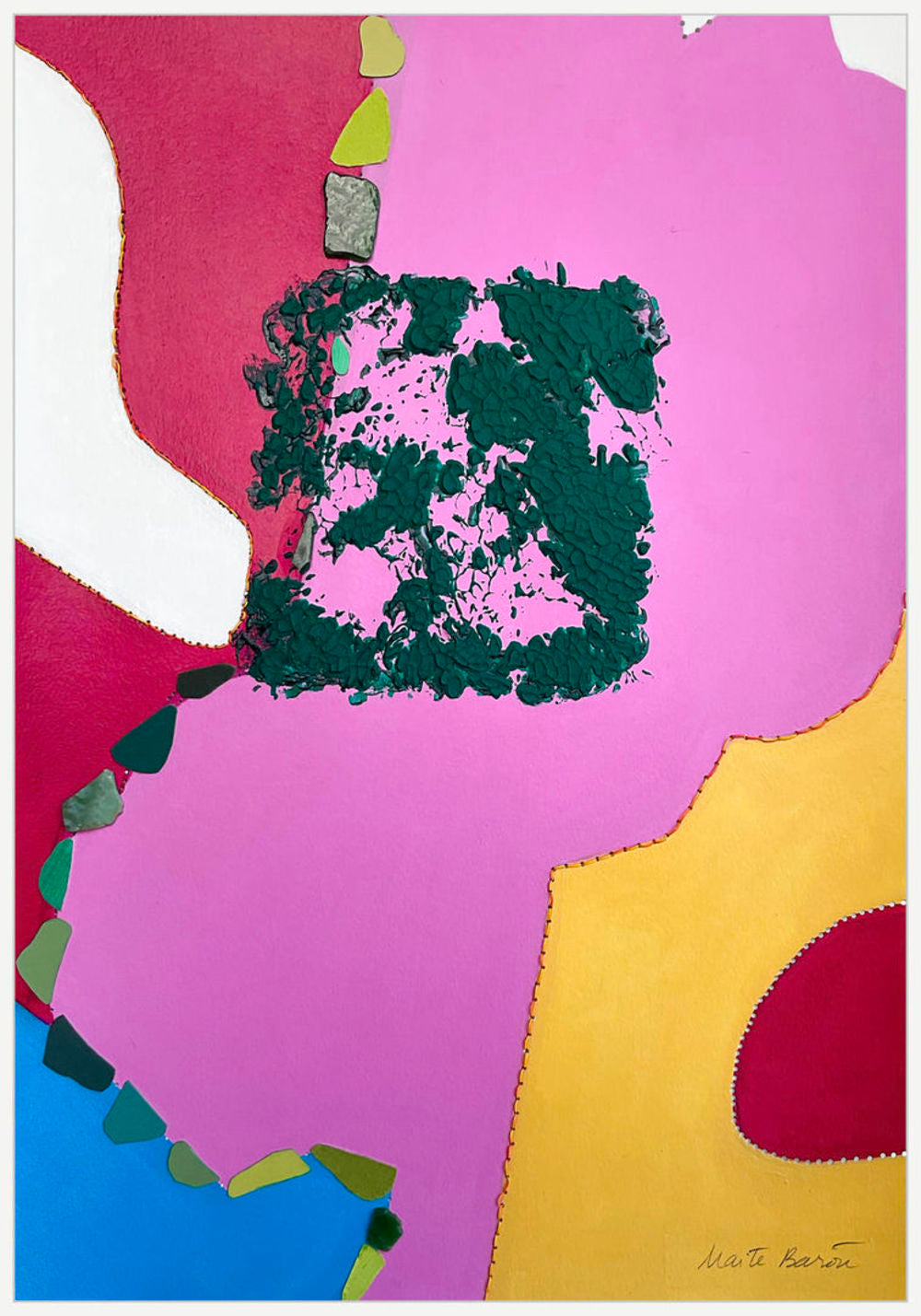 Contemporary Art Abstract Mixed Media Painting. Entitled: Sunny Side Up by Maite Baron. Image description: product example