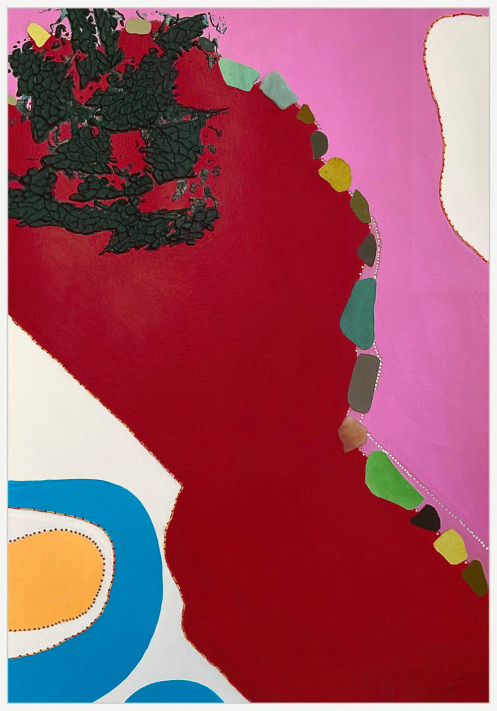 Contemporary Art Abstract Mixed Media Painting. Entitled: Raspberry Fields by Maite Baron. Image description: product example