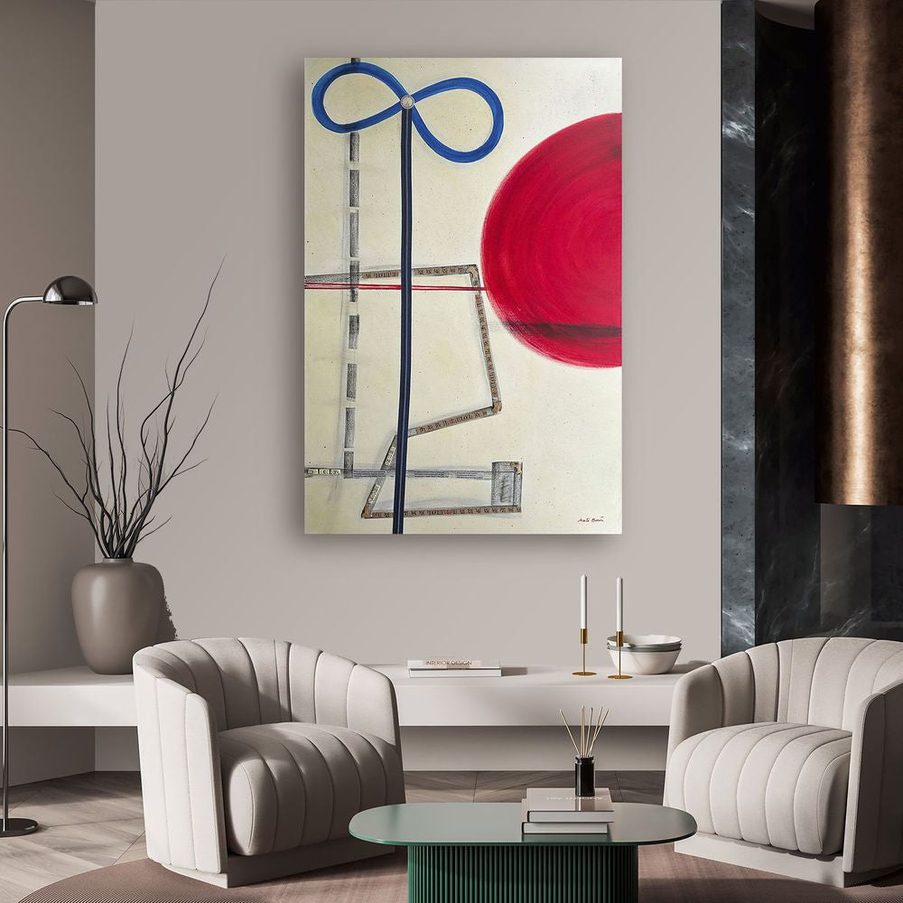 Original Canvas Art Abstract Mixed Media Painting. Entitled: We Just Know Its Forever by Maite Baron. Image description: interior design product room mockup