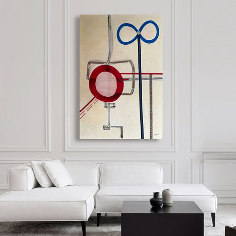 Original Canvas Art Abstract Mixed Media Painting. Entitled: Together We Are A Single Inseparable Being by Maite Baron. Image description: interior design product room mockup