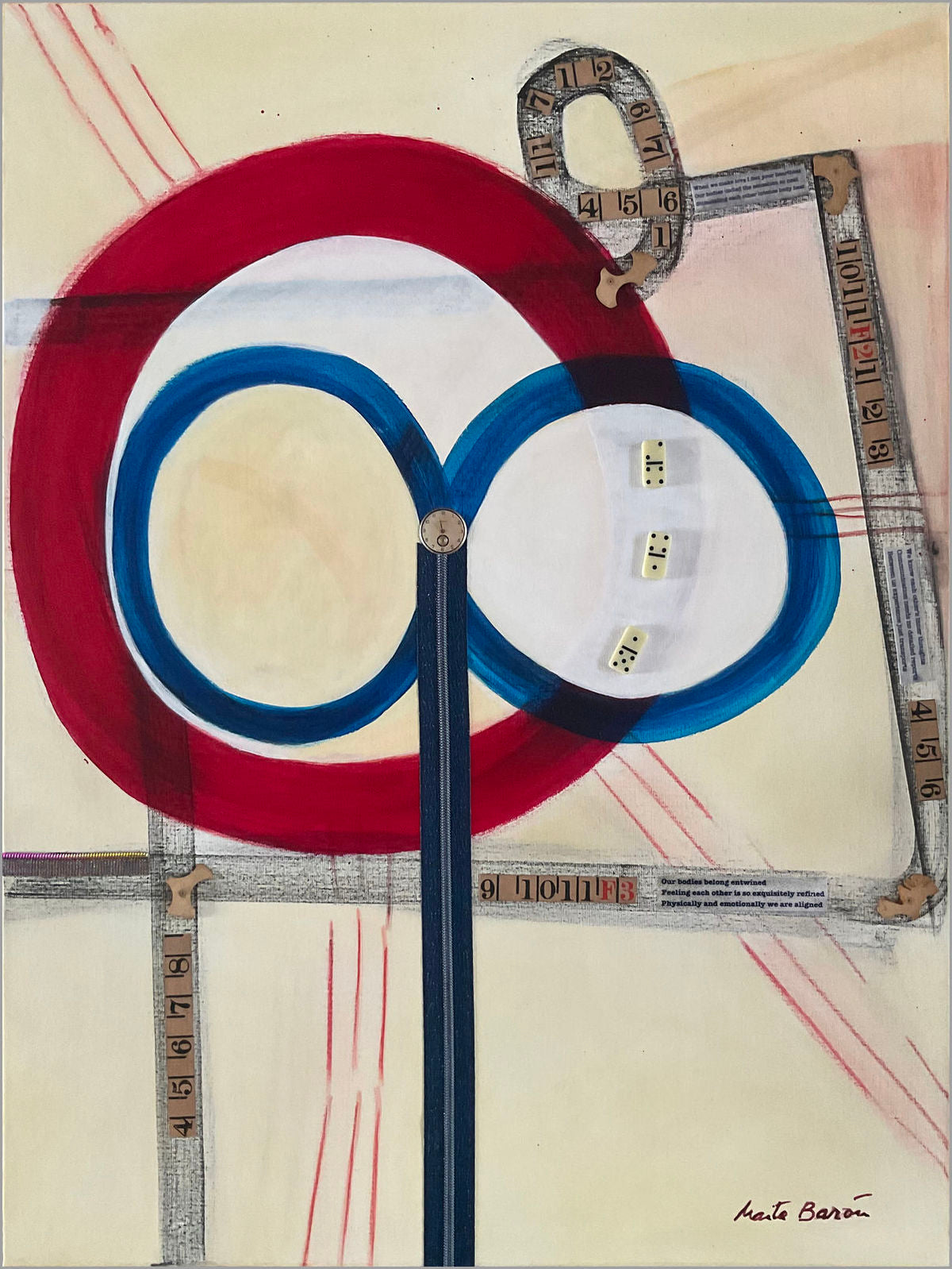 Original Canvas Art Abstract Mixed Media Painting. Entitled: Feeling Each Other Is So Exquisitely Refined by Maite Baron. Image description: Artwork