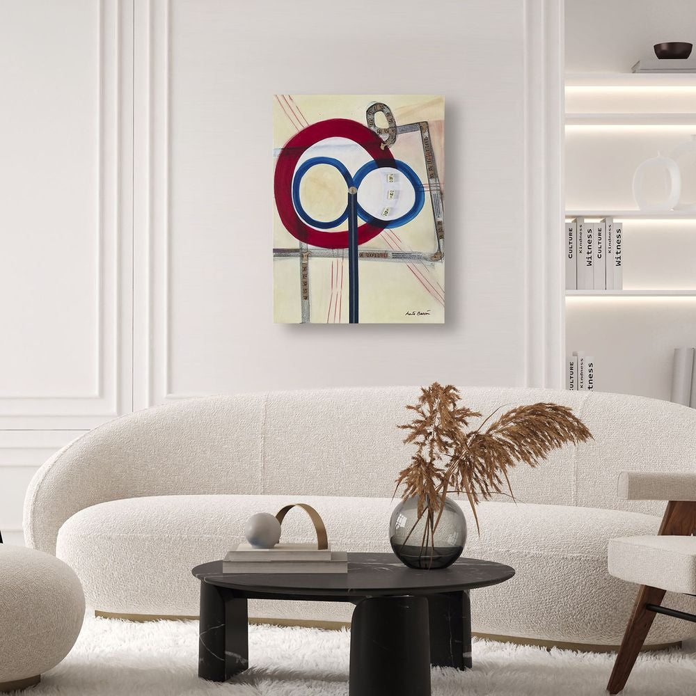 Original Canvas Art Abstract Mixed Media Painting. Entitled: Feeling Each Other Is So Exquisitely Refined by Maite Baron. Image description: interior design product room mockup