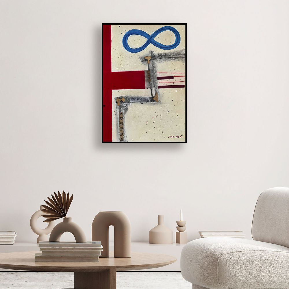 Original Abstract Painting on Paper. Entitled: When We Sleep We Dream Each Others Dream by Maite Baron. Image description: interior design product room mockup