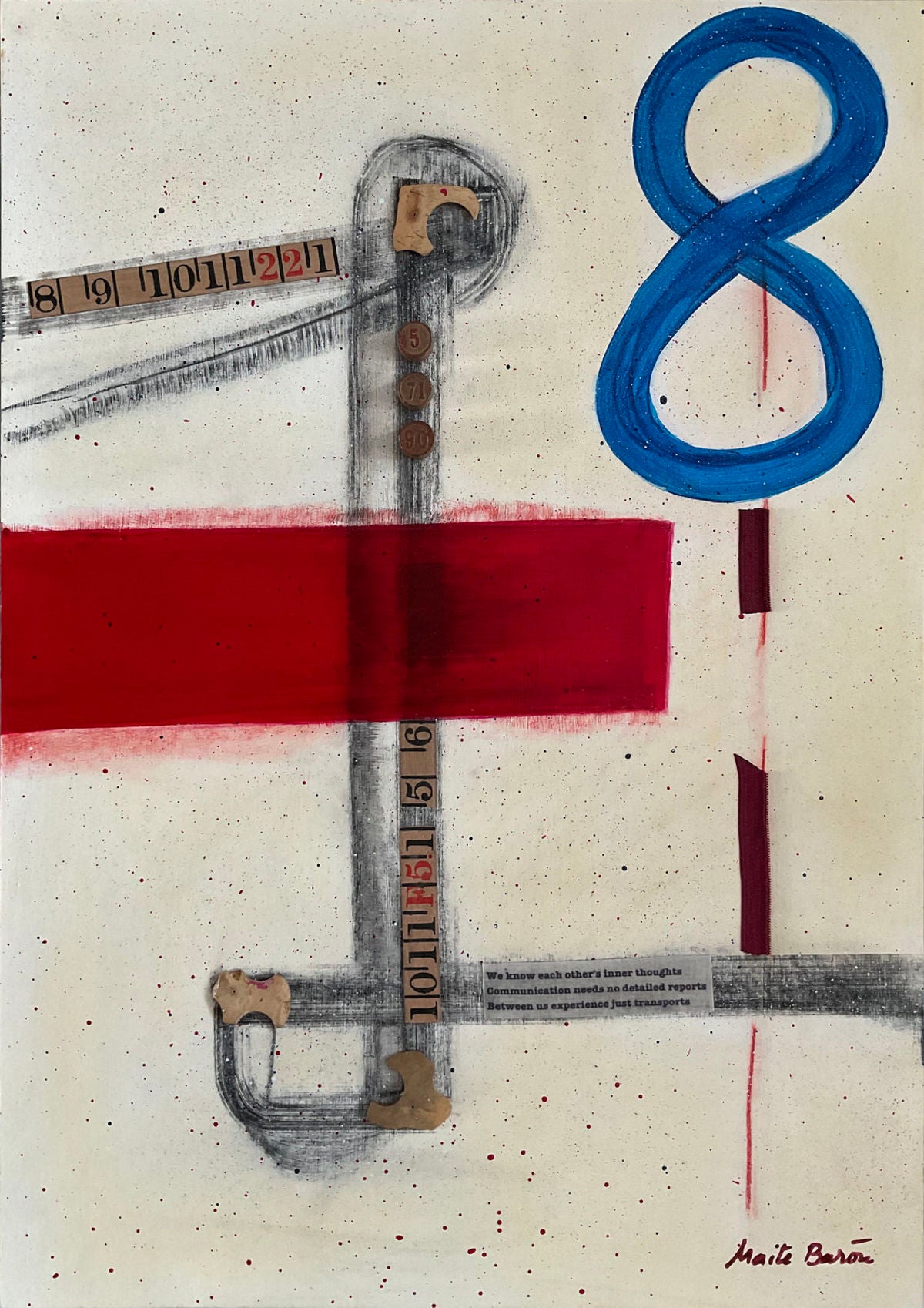 Original Abstract Painting on Paper. Entitled: Between us Experience Just Transport by Maite Baron. Image description: Artwork