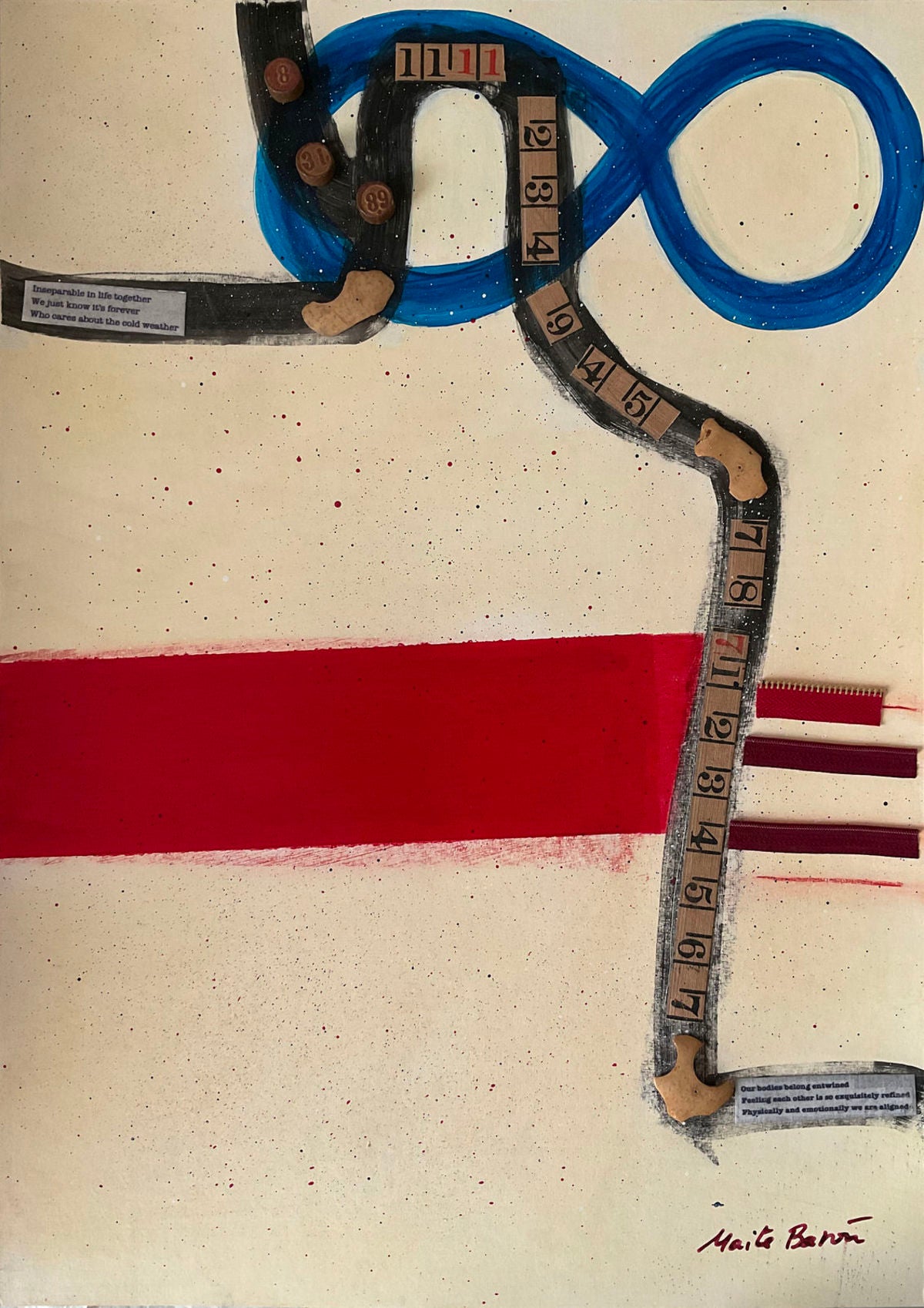 Original Abstract Painting on Paper. Entitled: Physically And Emotionally We Are Aligned by Maite Baron. Image description: Artwork