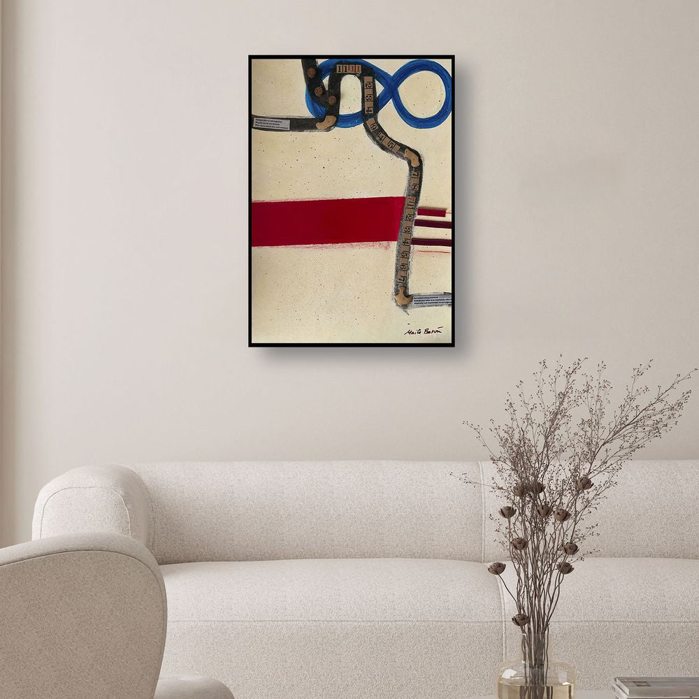 Original Abstract Painting on Paper. Entitled: Physically And Emotionally We Are Aligned by Maite Baron. Image description: interior design product room mockup