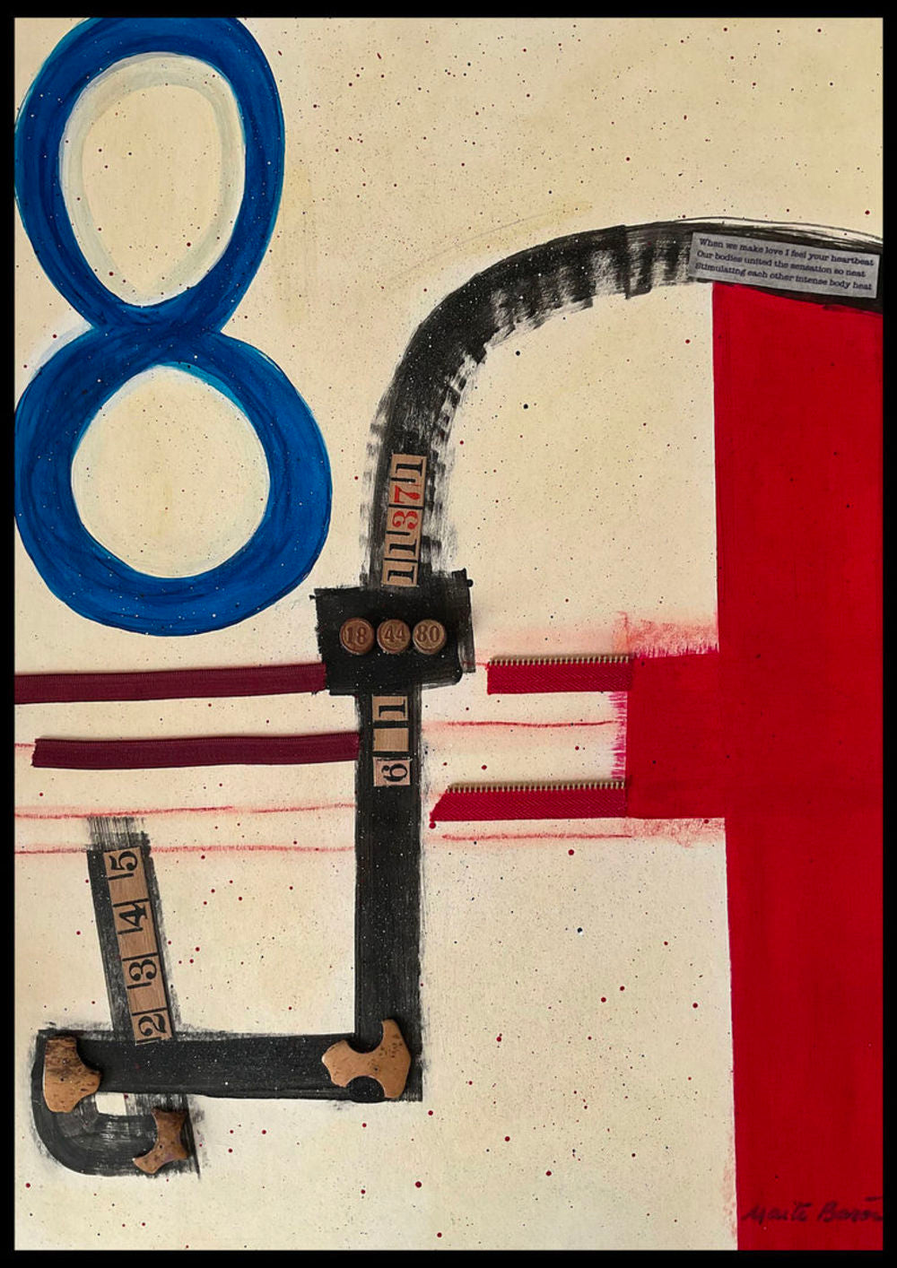 Original Abstract Painting on Paper. Entitled: When We Make Love I Feel Your Heartbeat by Maite Baron. Image description: product example