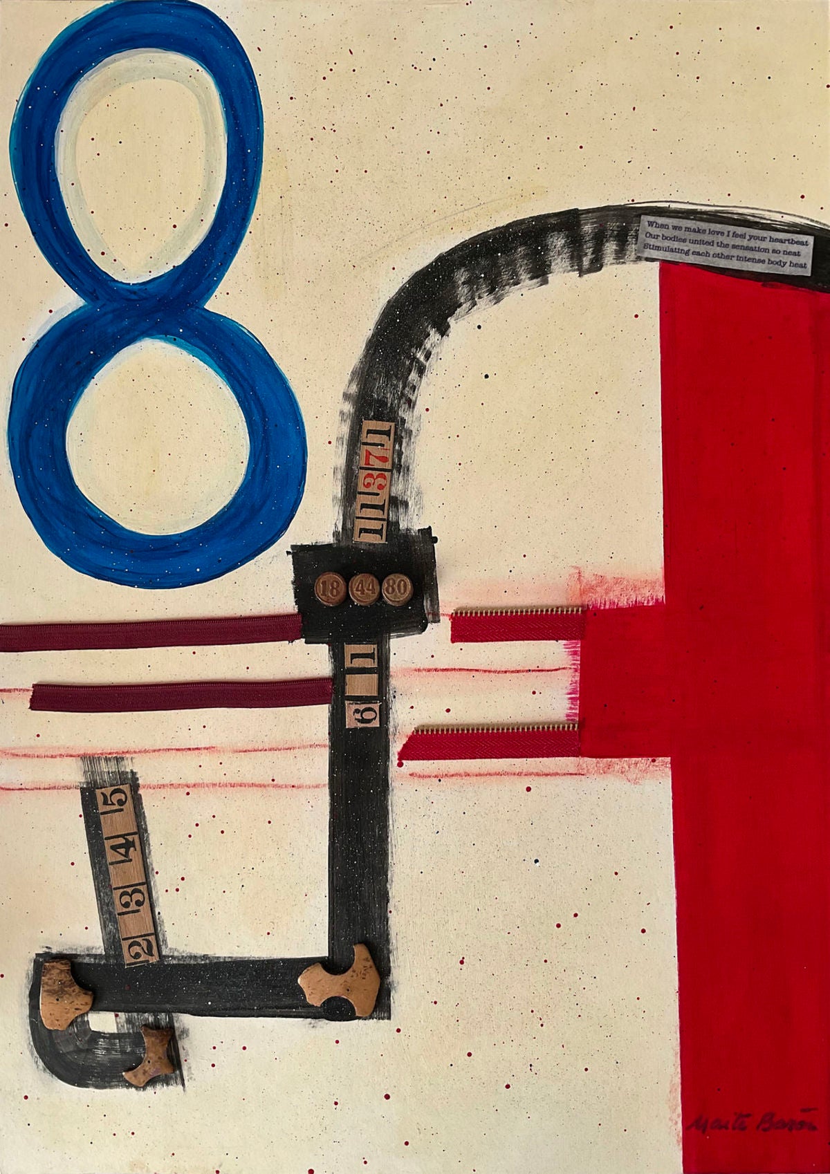 Original Abstract Painting on Paper. Entitled: When We Make Love I Feel Your Heartbeat by Maite Baron. Image description: Artwork