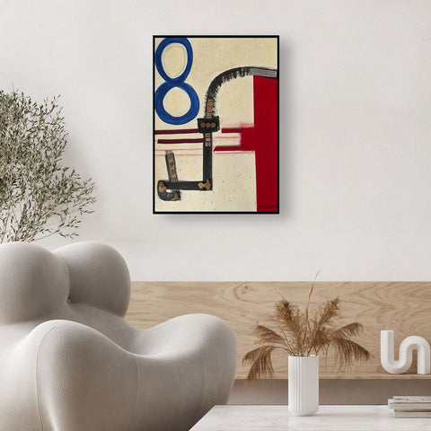 Original Abstract Painting on Paper. Entitled: When We Make Love I Feel Your Heartbeat by Maite Baron. Image description: interior design product room mockup