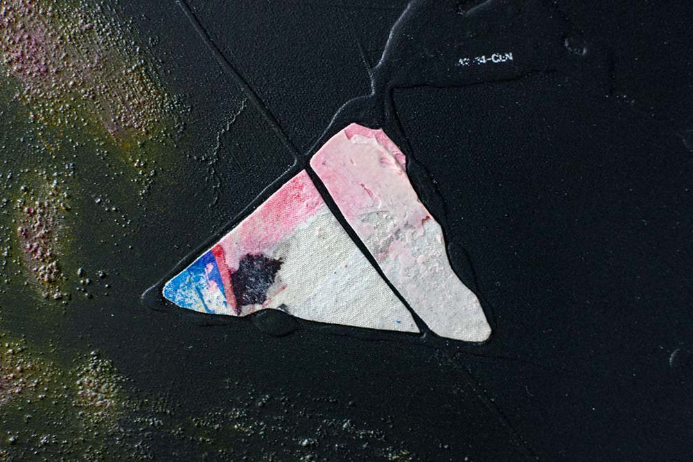 Original Canvas Art Abstract Mixed Media Painting. Entitled: In Between Two Worlds by Maite Baron. Image description: product example