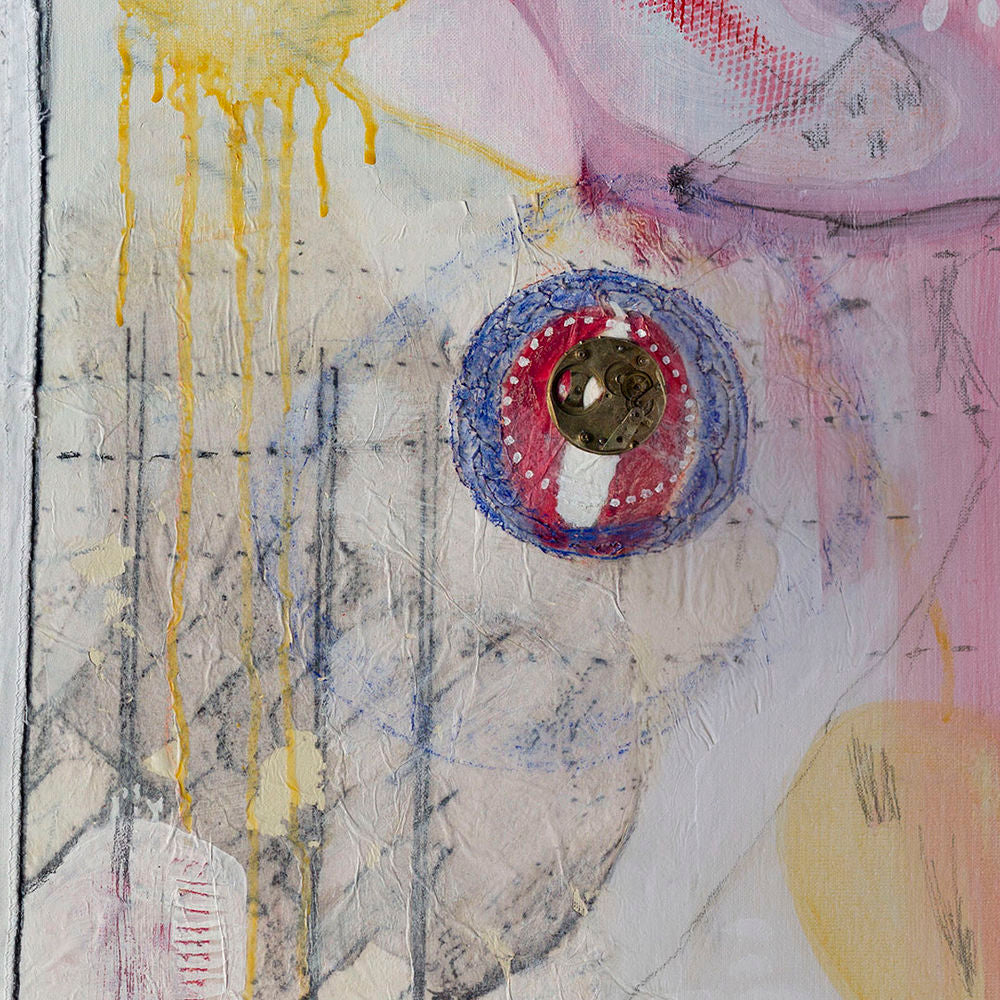 Original Canvas Art Abstract Mixed Media Painting. Entitled: Slow Down Please by Maite Baron. Image description: product example