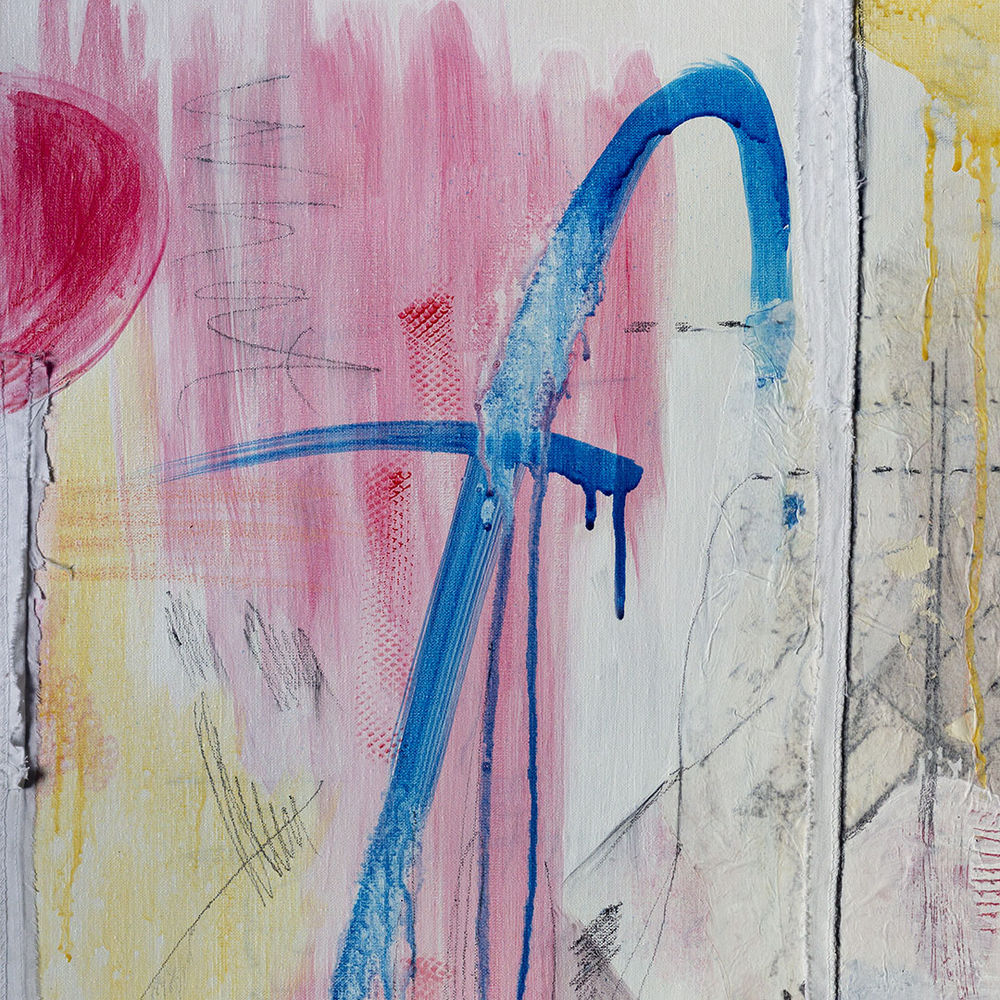 Original Canvas Art Abstract Mixed Media Painting. Entitled: Slow Down Please by Maite Baron. Image description: product example