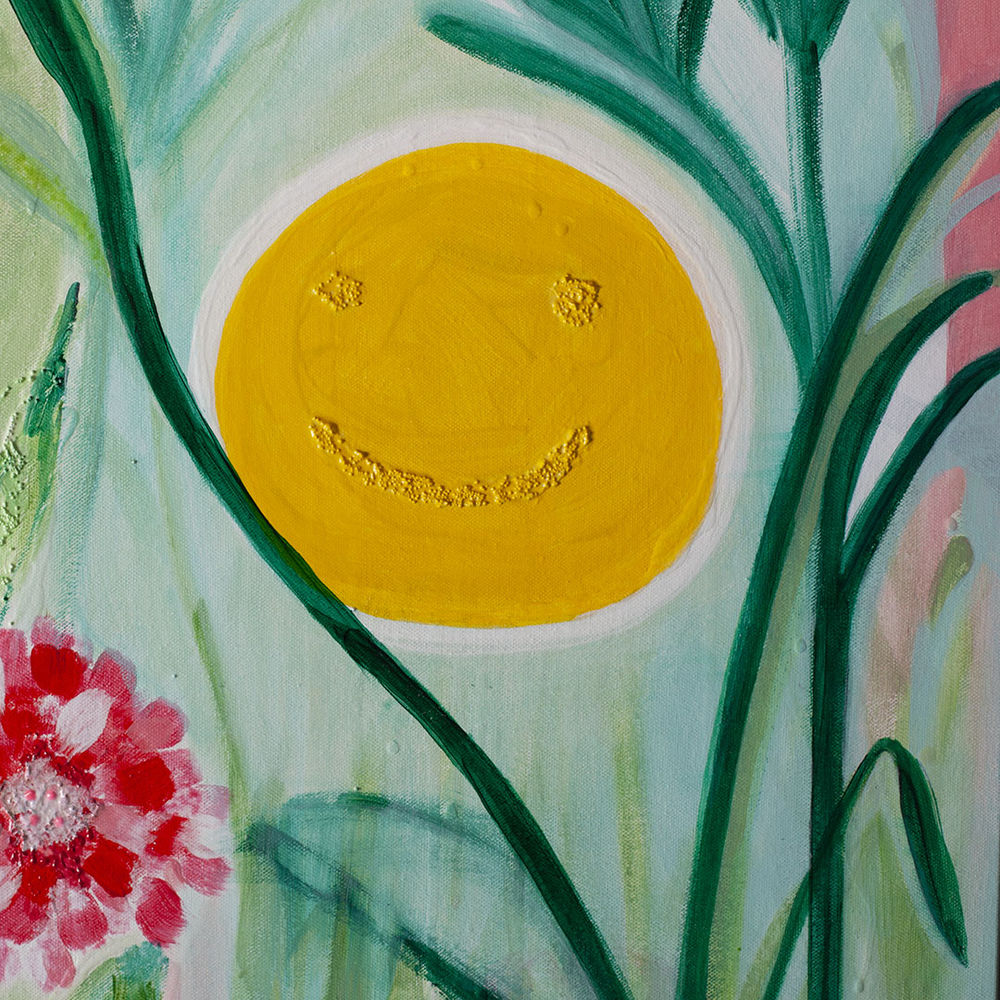 Original Canvas Art Abstract Mixed Media Painting. Entitled: Happy Days by Maite Baron. Image description: product example
