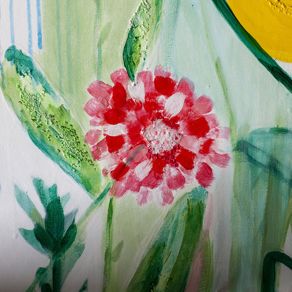 Original Canvas Art Abstract Mixed Media Painting. Entitled: Happy Days by Maite Baron. Image description: product example