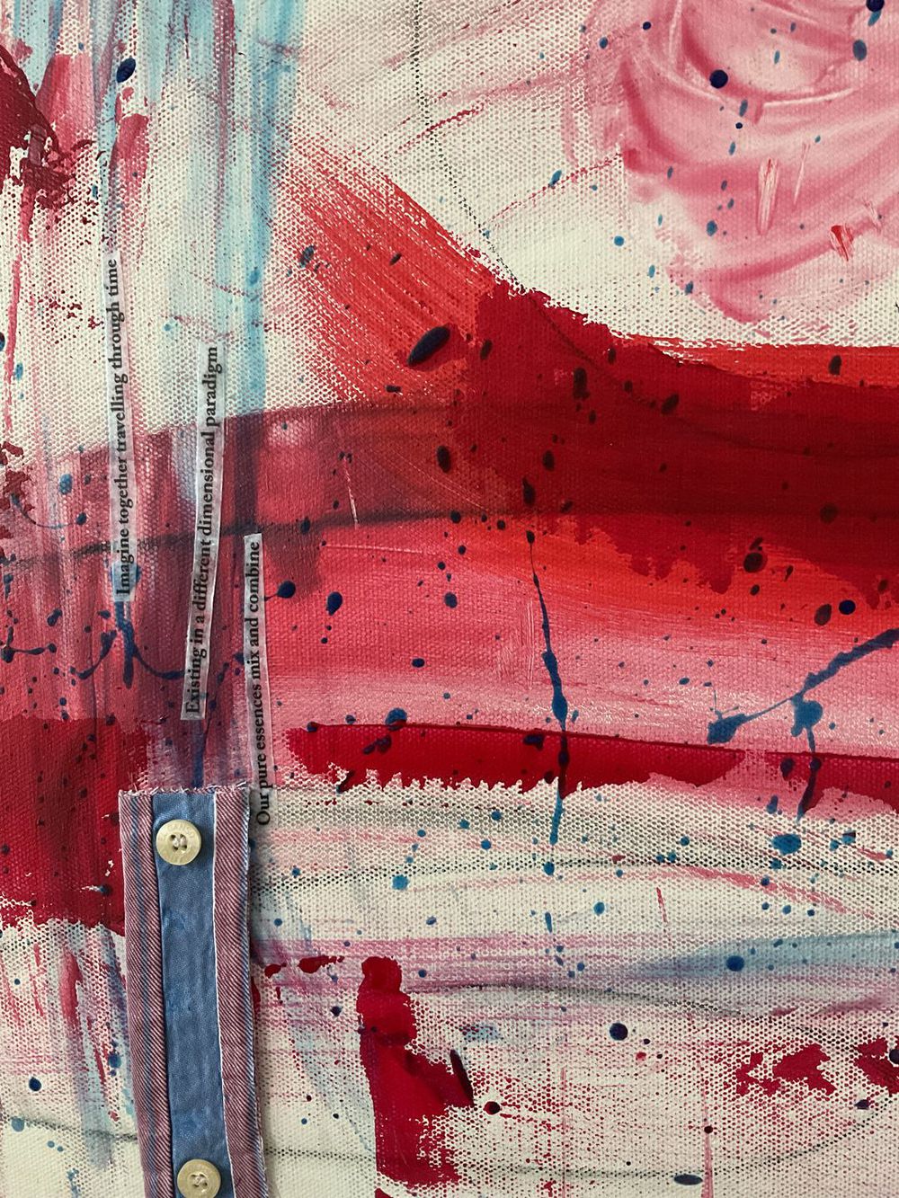 Original Canvas Art Abstract Mixed Media Painting. Entitled: Existing in a Different Dimensional Paradigm by Maite Baron. Image description: product example